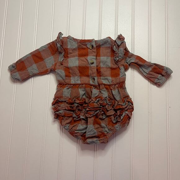 RuffleButts Baby Girls Long Sleeve Knit Print Bubble Romper Size 0/3 Months - Picture 3 of 4